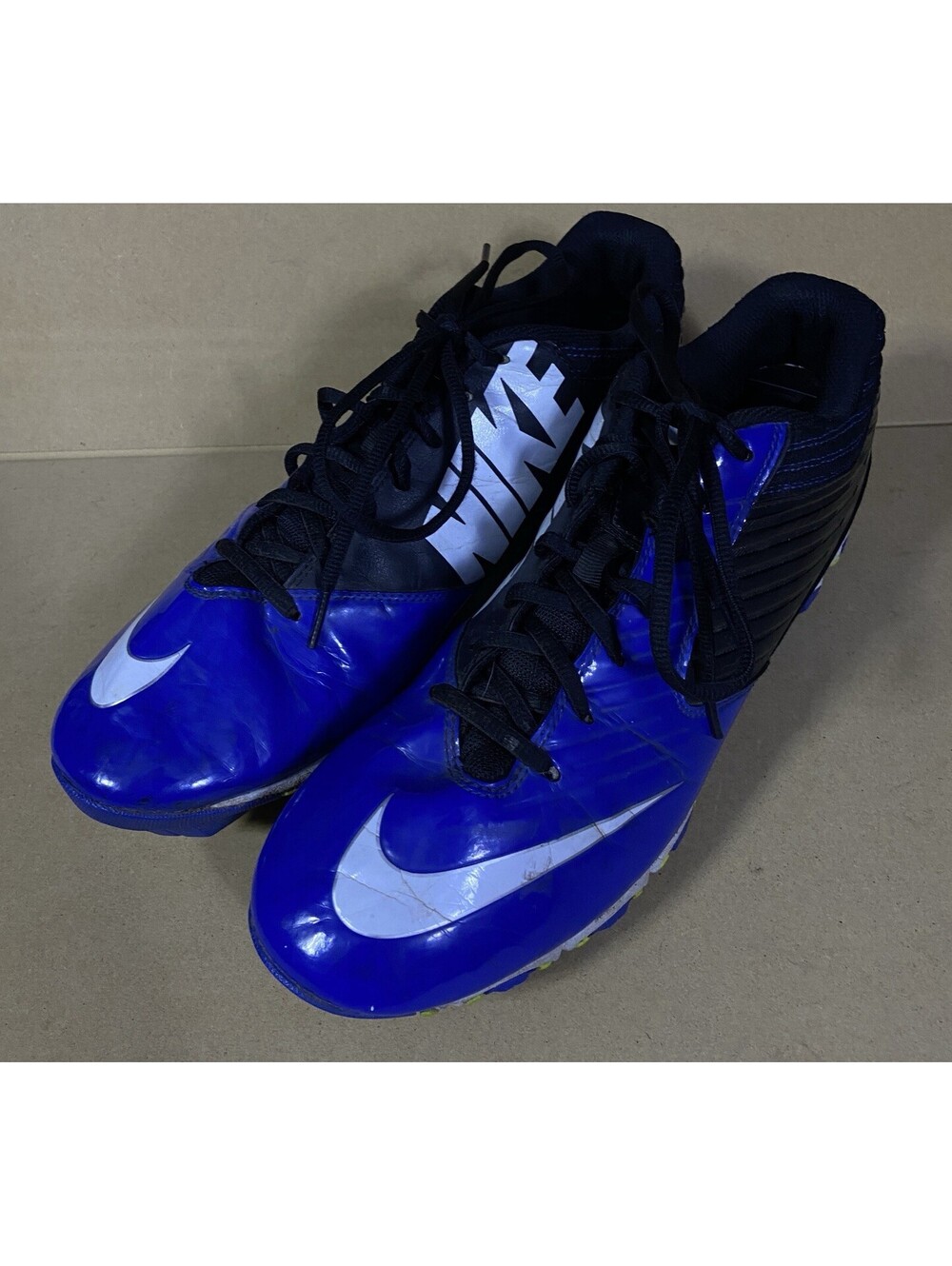 Nike Men's  Vaporshark Football Cleats (11.5) Blue Black White EUC FASTFLEX
